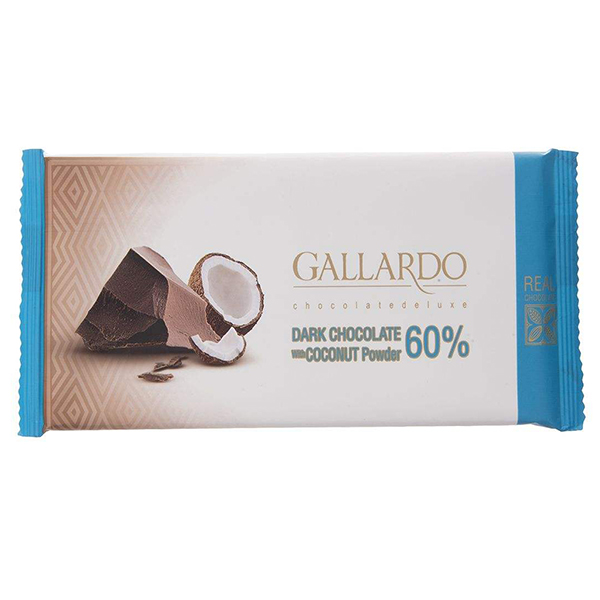 عکس شاخص شکلات تلخ با پودر نارگیل 60 درصد تابلت گالارد 65 گرمی فرمند در 6 جعبه 12 عددی