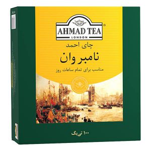عکس شاخص چای 100 تایی احمد در کارتن 12 عددی